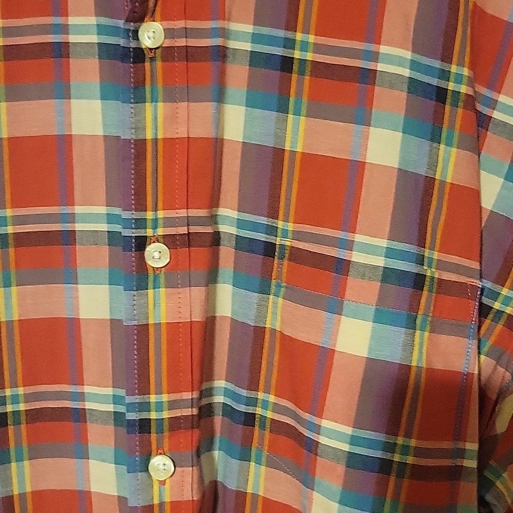 J. Crew Factory Red White & Blue Pop-Over Plaid Longsleeve Shirt‎ Mens Size XL